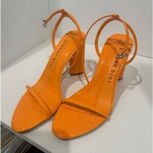Gianni Bini Orange Patent Block Heel Sandals